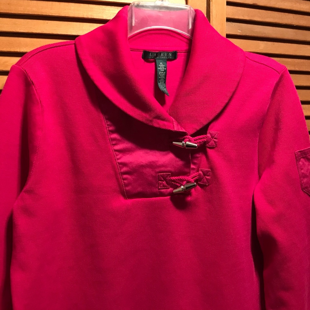 Lauren Ralph Lauren Raspberry Toggle Button Top - image 2